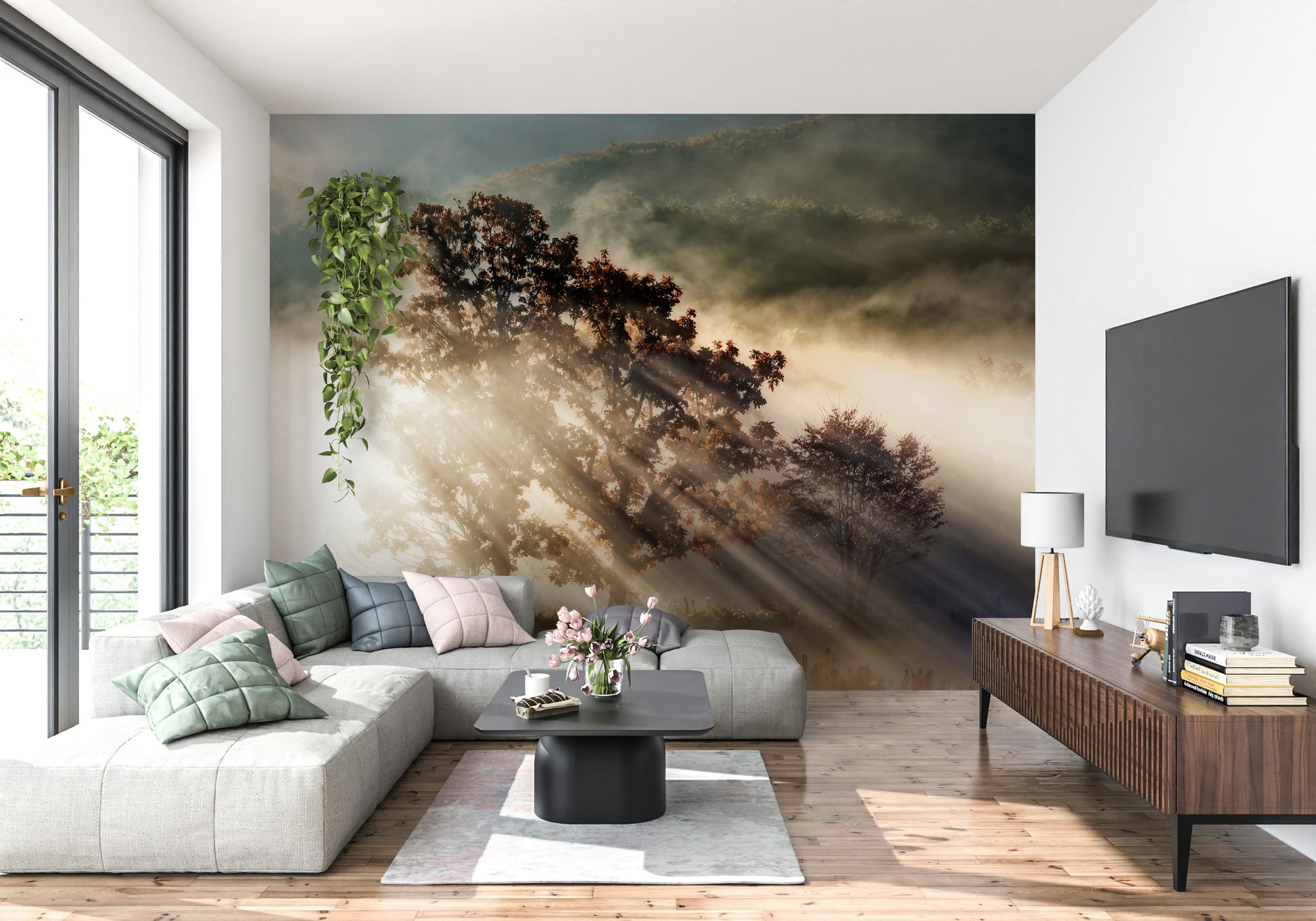 Breathtaking Woodland Glory wall mural for a majestic feature.