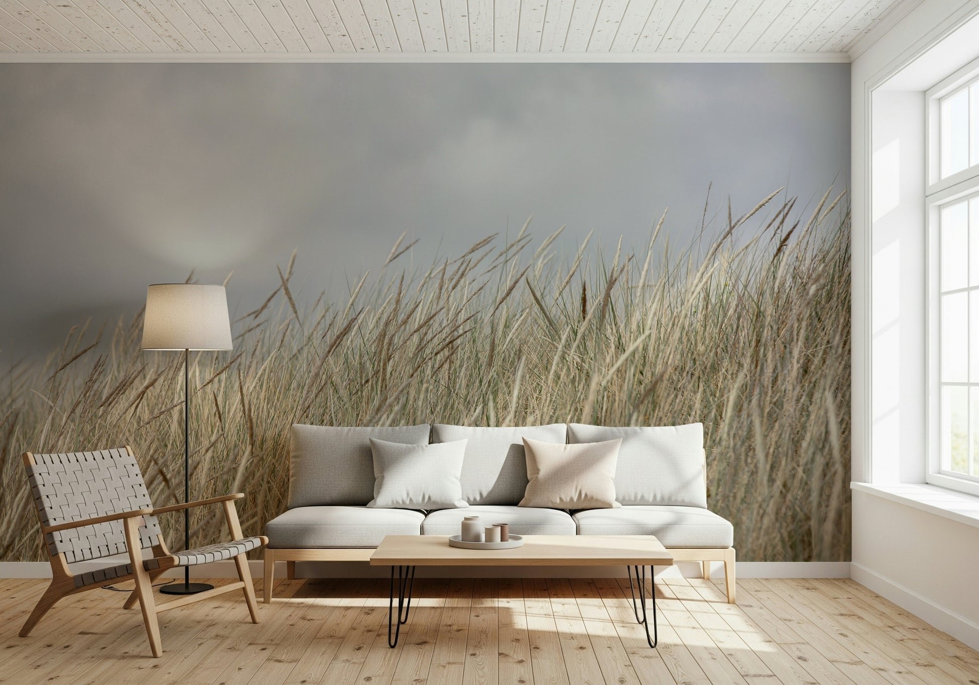 Close-up of Woodland Grass, dried reeds, airy feel wall covering.