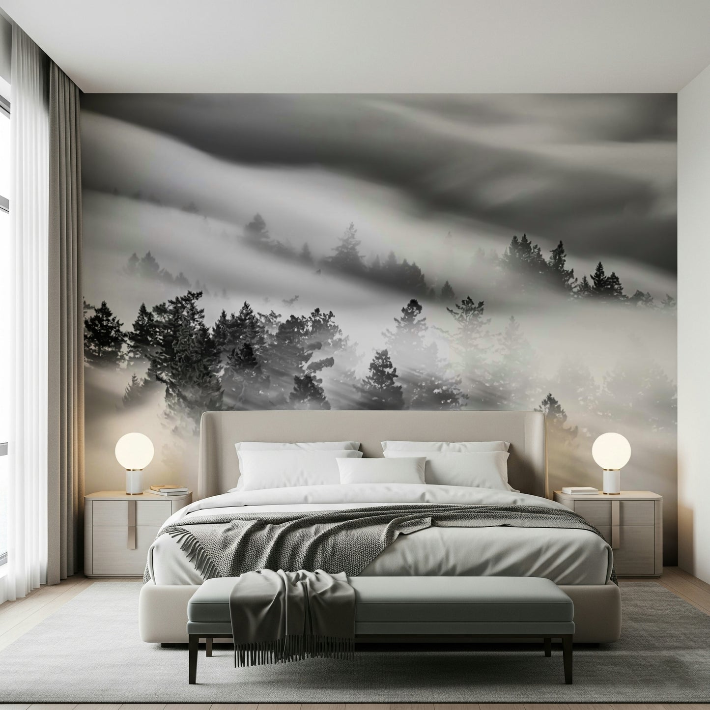 Abstract Velocity mural, high contrast photo, flowing mist, striking natural beauty.