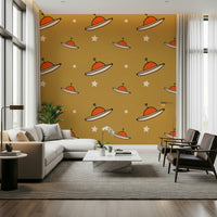 Minimal Vintage UFO Mustard wallpaper showcasing retro futuristic motifs.