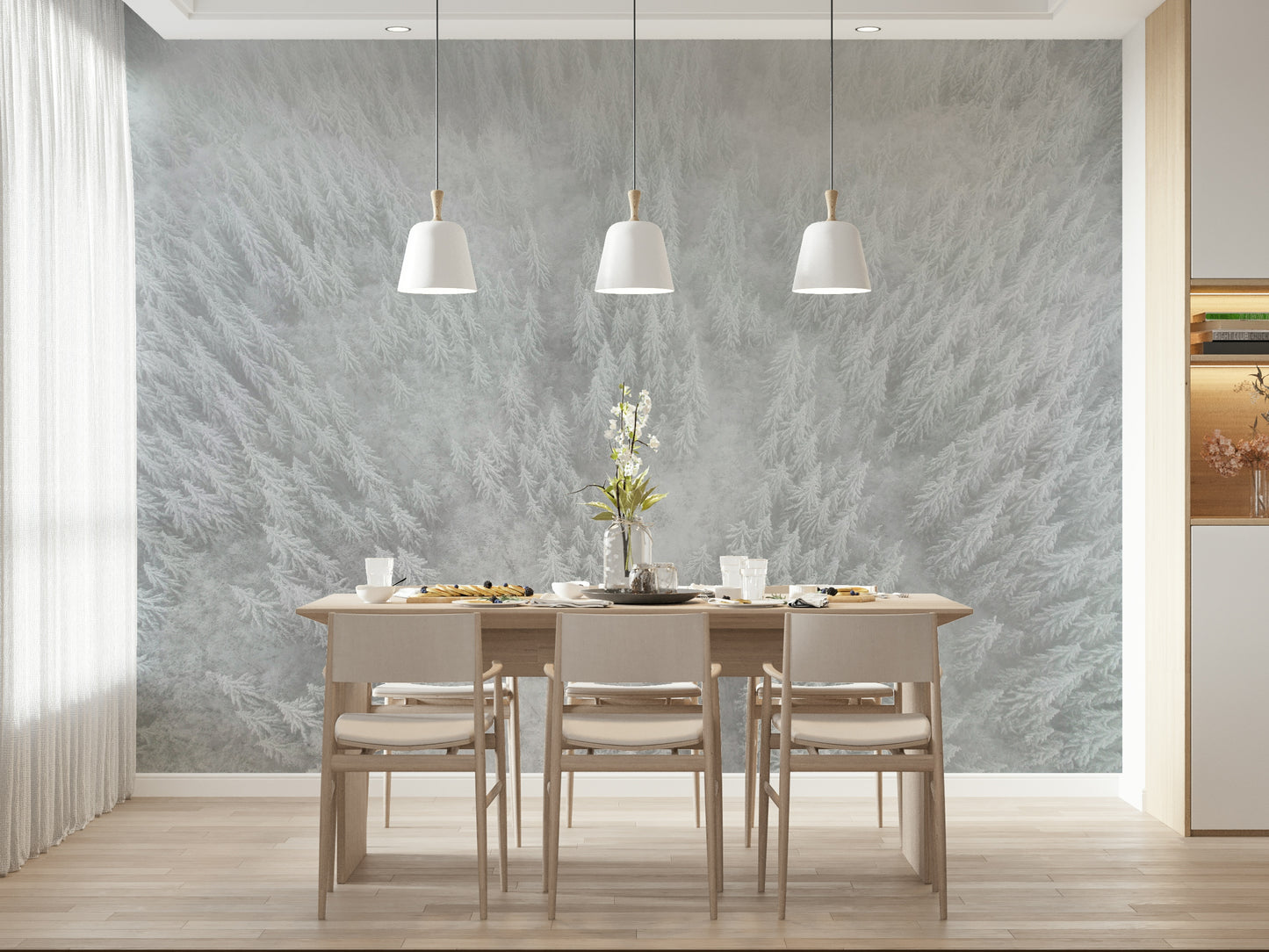 Delicate hoarfrost mural, showcasing the serene Frosted Canopy imagery.