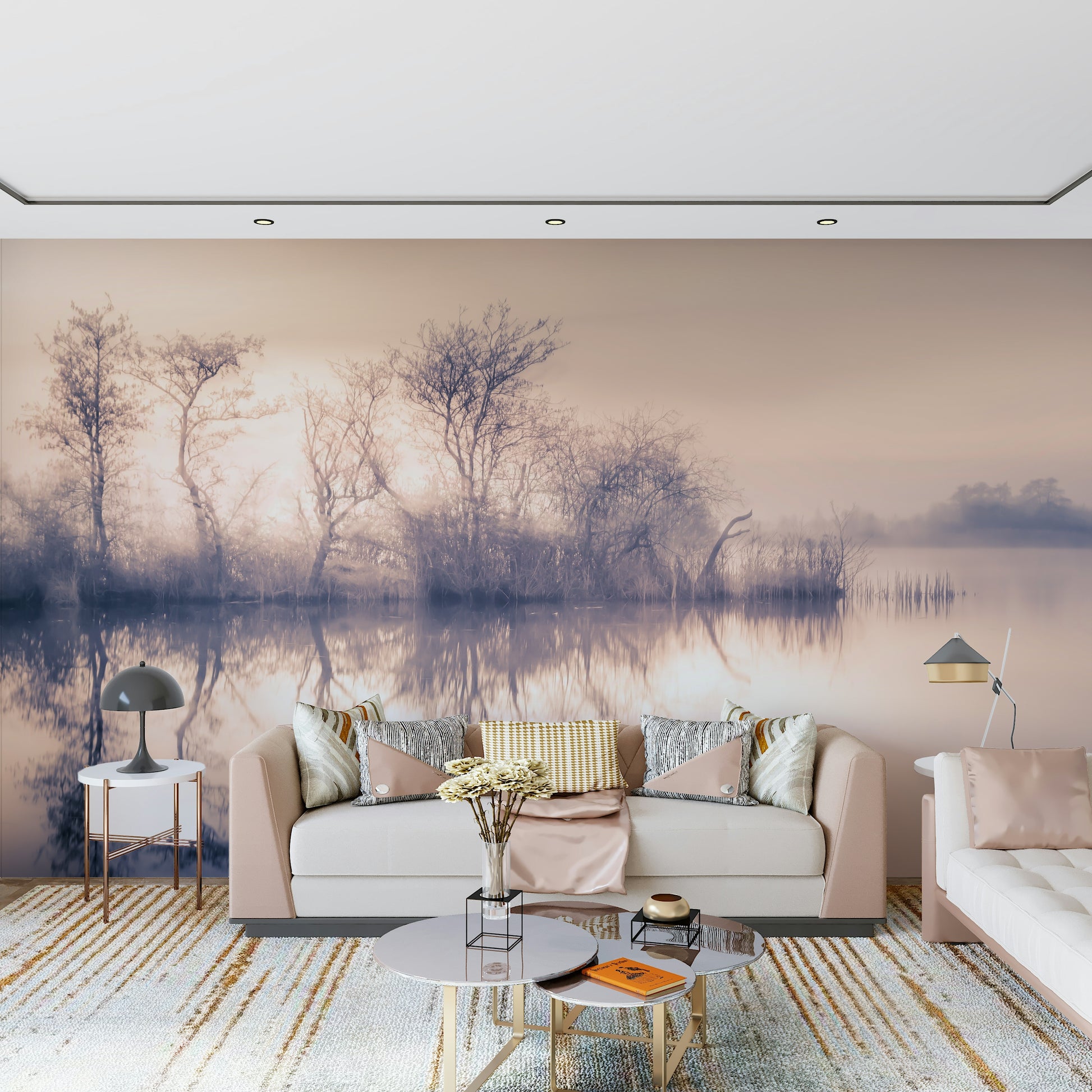 Mystical bare trees wallpaper, capturing the peaceful Serene Reflections moment.