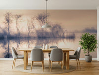 Tranquil waters reflection mural, elegant Serene Reflections feature covering.