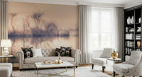 Peaceful lakeside view wallpaper featuring the Serene Reflections collection.