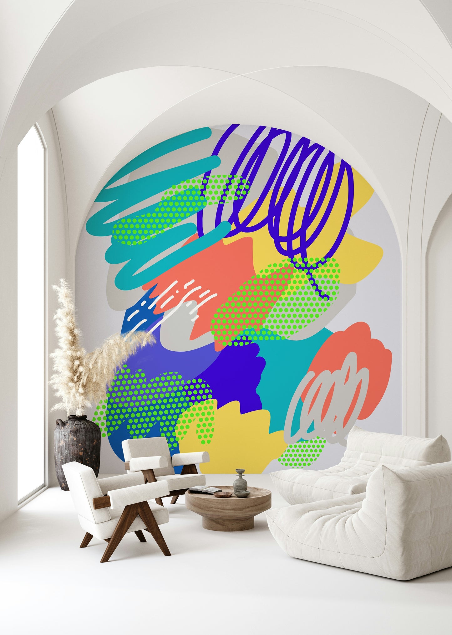 Funky Wonders2 Wall design, overlapping color blocks, awesome wall mural.