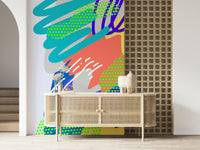 Creative splash mural, lively contemporary abstract Wonders2 Wall design.