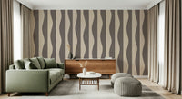 Mid-century Groovy Stripes peel and stick wallpaper simple wave.