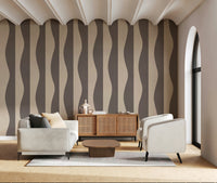 Wallpaper mural Groovy Stripes curved vertical stripes pattern.