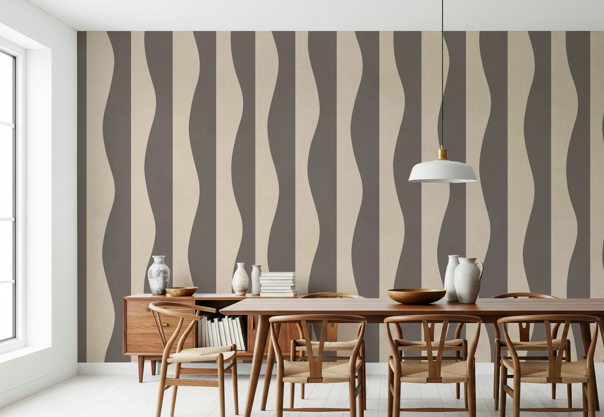Stylish Groovy Stripes wallpaper mural sophisticated stripe print.