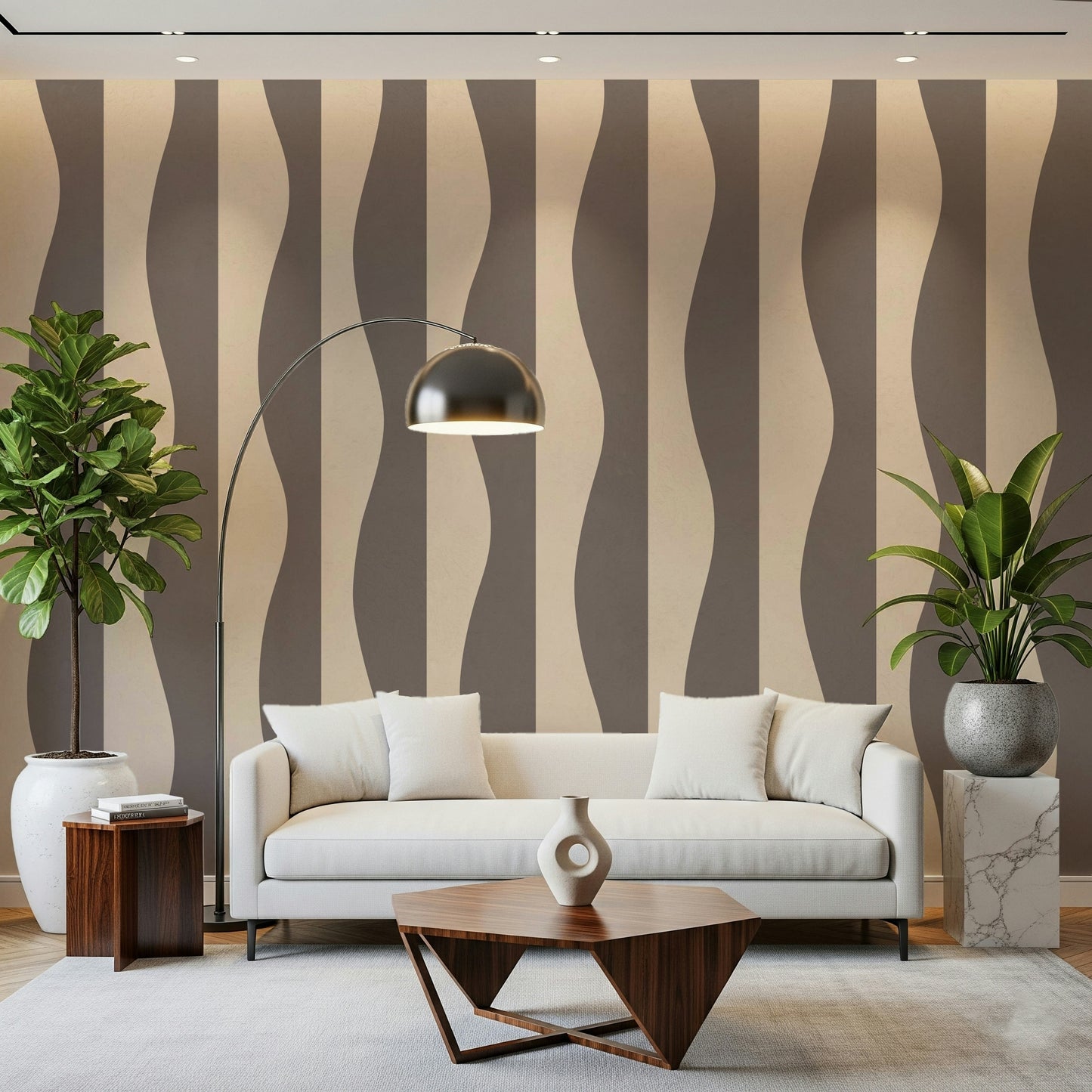 Fluid Groovy Stripes wallpaper for walls rhythmic motion lines.