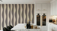 Peel and stick wallpaper Groovy Stripes abstract neutral wave.