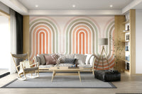 Groovy Retro Archway wallpaper mural arch line design wall.
