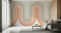 Soft earthy Retro Archway wallpaper for walls arching pattern.