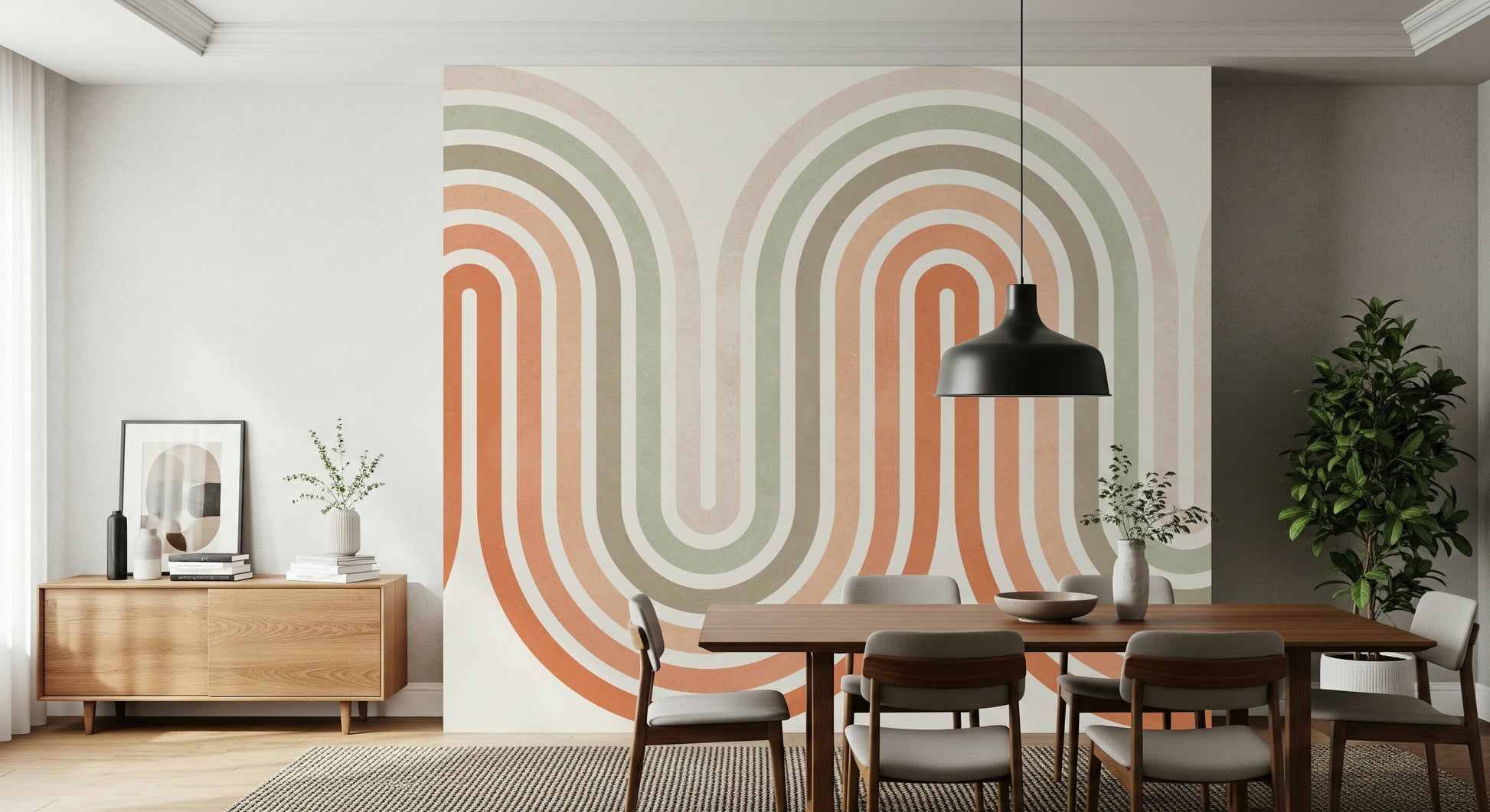 Wallpaper mural Retro Archway wave motif aesthetic wall.