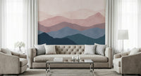 Watercolor Mountain Dreams wallpaper hazy mountain silhouettes bedroom decor.