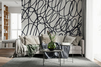 Loop Lines peel and stick wall covering simple yet powerful impact.