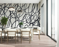 Artistic Loop Lines peel and stick wallpaper hand drawn looping pattern.
