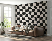 Curved checkerboard Wavy Check wall decal simple yet bold impact.