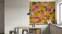 Geometric wall mural with painterly aesthetic for a statement backdrop.