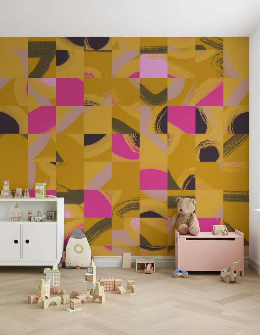 Mosaic Brushstrokes Abstract wallpaper, diverse patterns in a repeating form.