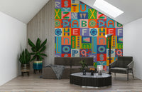 Monochrome abstract shapes for Retro Alphabet Rainbow Wallpaper fun wallpaper.