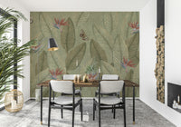 Mural wallpaper for walls, tranquil nature scene, unique jungle backdrop.