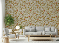 Elegant Tropical Floral Timeless wall covering textile-look fabric.