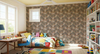 Bohemian Dove & Berry Delight wall covering, a chic avian print.