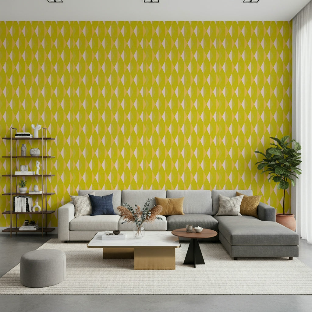 Lemon Rhombus wall mural, zesty yellow abstract shape covering.