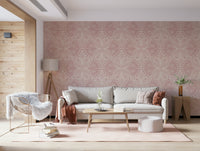 Damask Art Nouveau Butterfly Floral in Dusty Pink wallpaper for walls.
