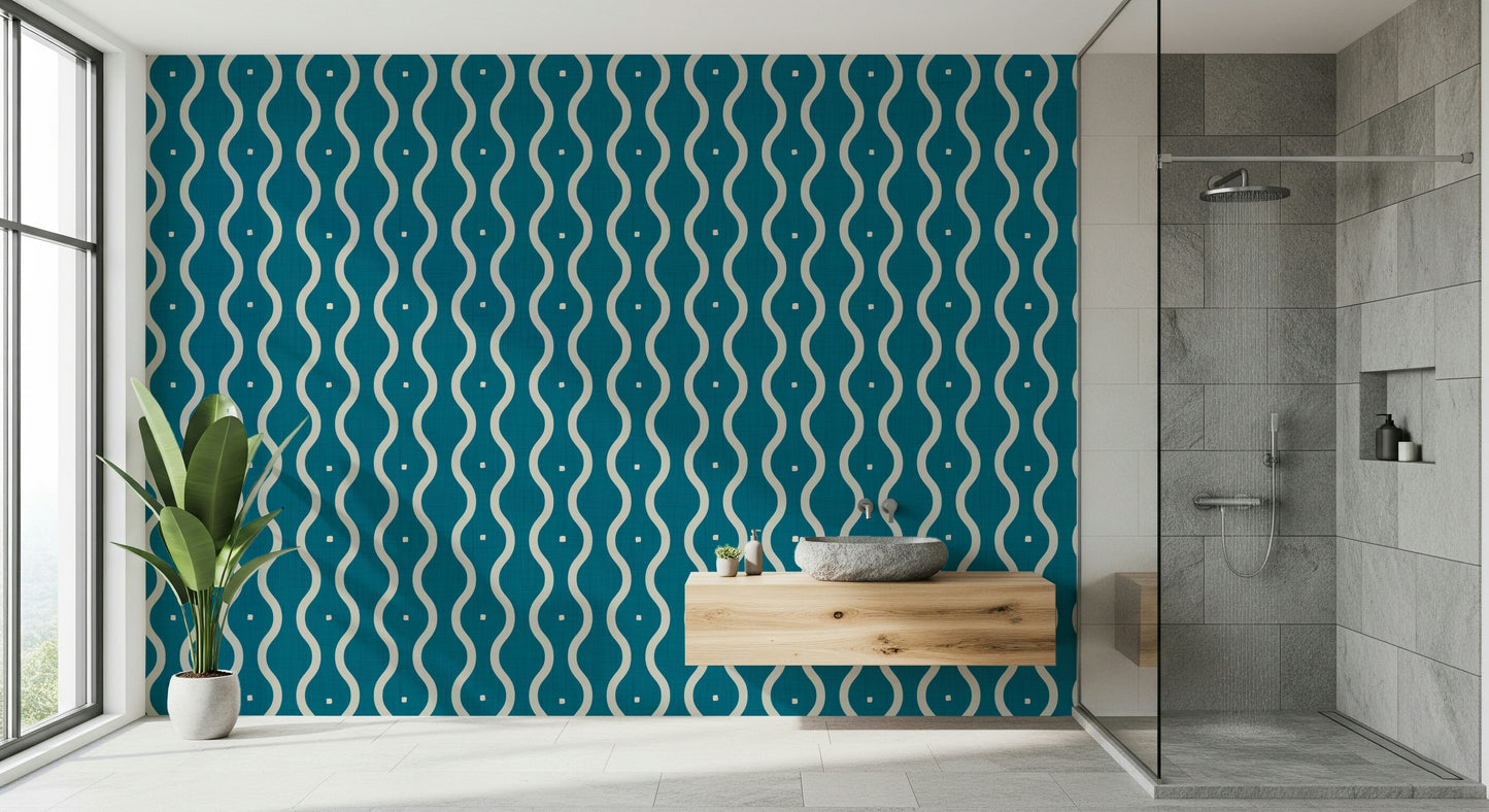Retro Waves Teal Wallpaper⁠
