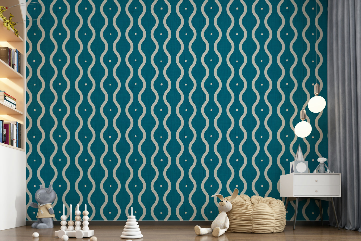 Retro Waves Teal Wallpaper⁠