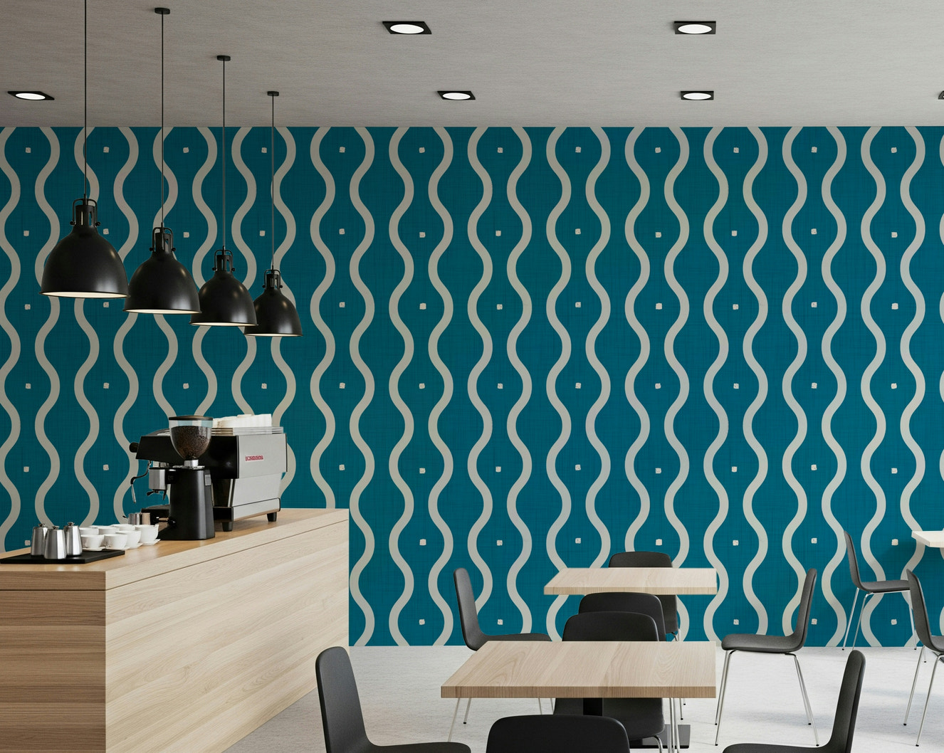 Retro Waves Teal Wallpaper⁠