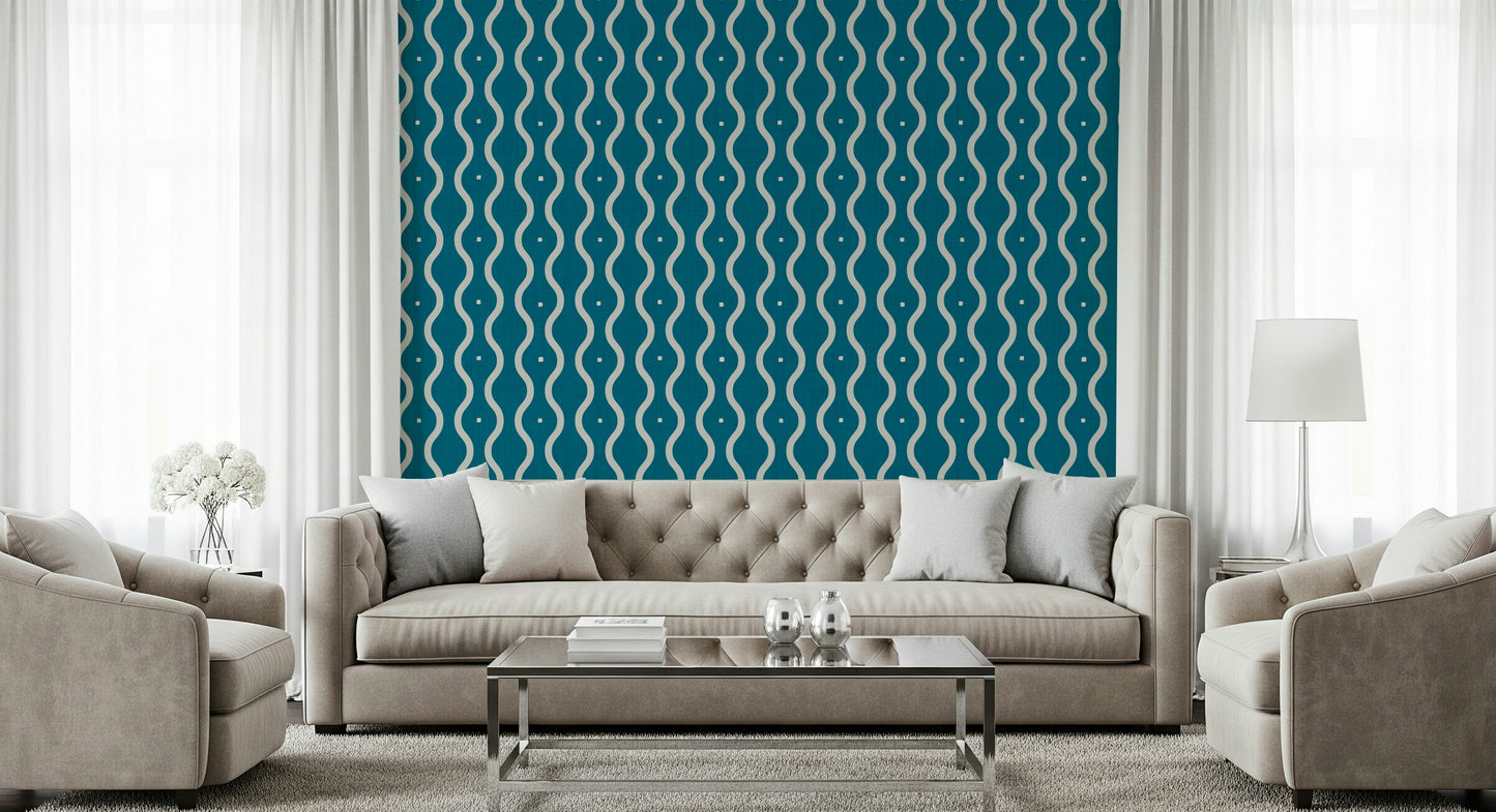 Retro Waves Teal Wallpaper⁠