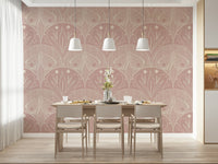 Wallpaper for walls, Cream Dust Pink Butterfly Floral, decorative bohemian print.