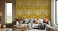Boho Art Nouveau Mustard Gold wallpaper for walls