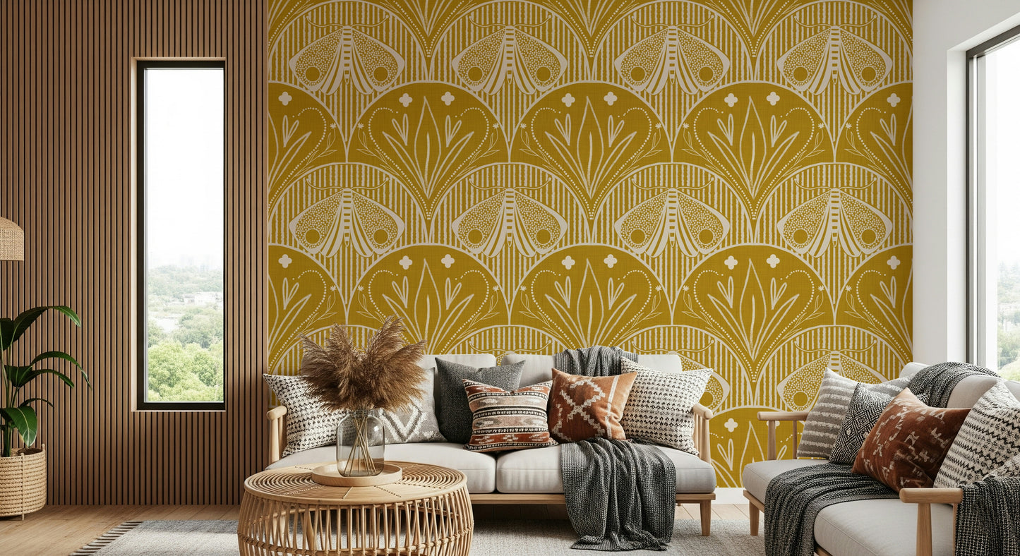Scallop Butterfly Floral Moth home accent wall paper