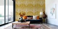 Mustard Gold decorative wall mural bold stripe pattern