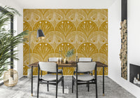 Warm Mustard Gold artistic wallpaper mural luxury design