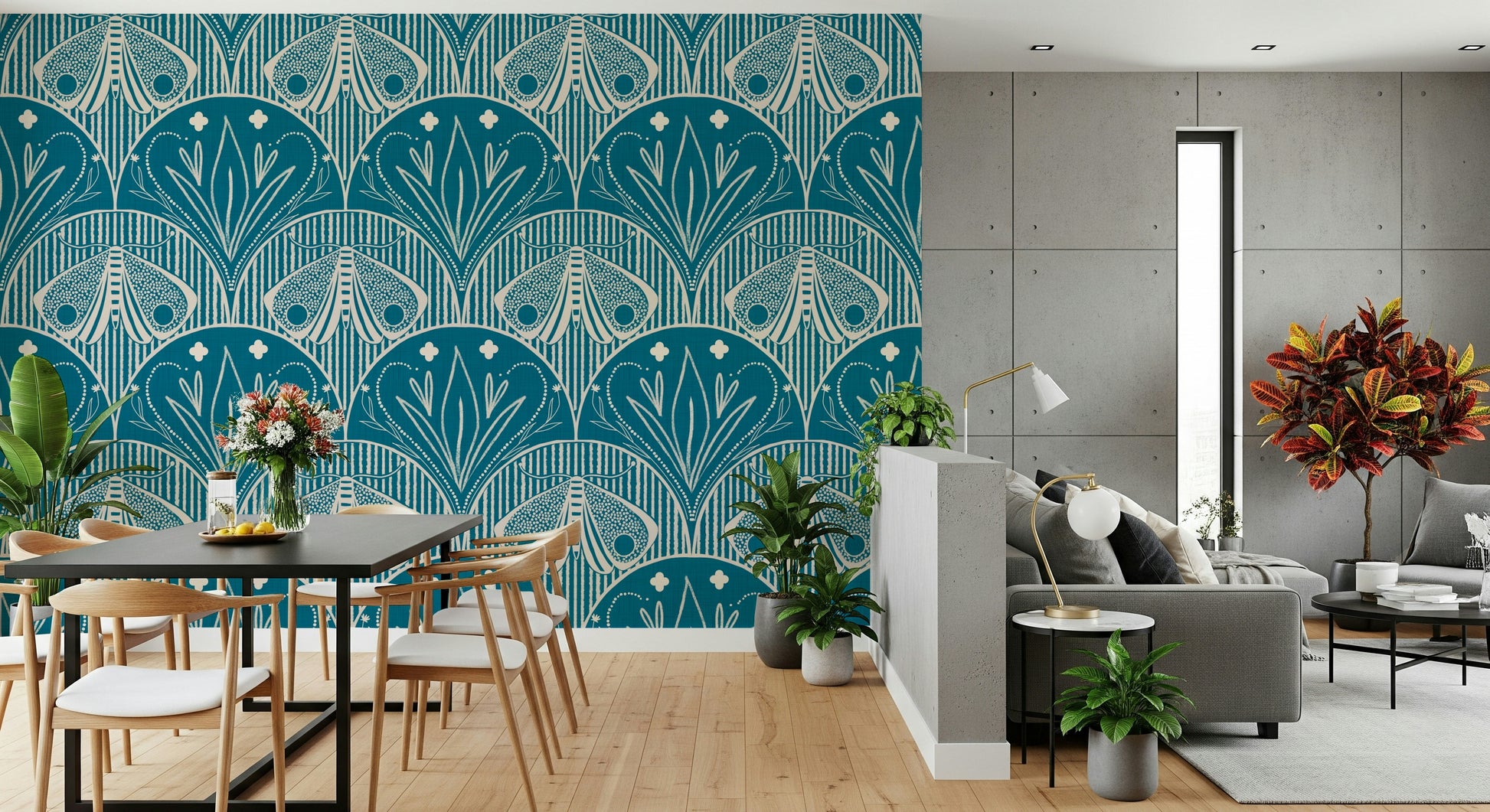 Elegant Scallop Butterfly Floral wallpaper nature illustration