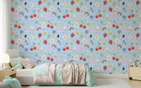 Decorative Lucky Charm wallpaper for walls, bright hearts and sweet keys.