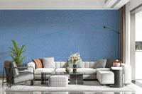 Backdrop Azure Zen Doodle peel and stick wallpaper soft blue hues.
