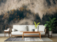 Autumnal Misty Woods Serenity wallpaper for walls hazy trees