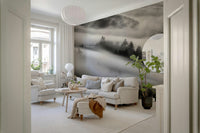 Shadowy Forest Veil wall decoration foggy hillside panorama