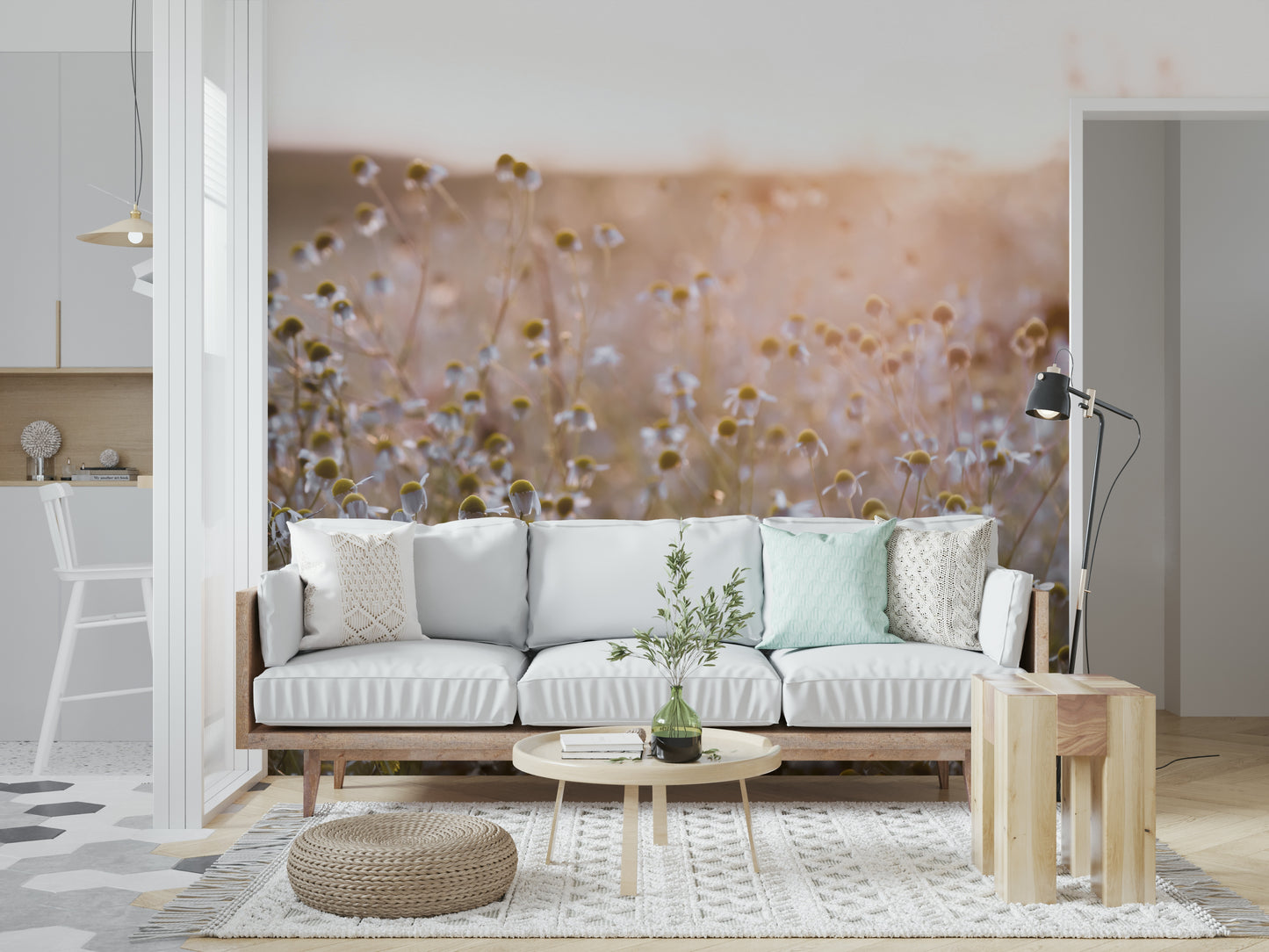 Meadow Bloom Sunset Wall Mural