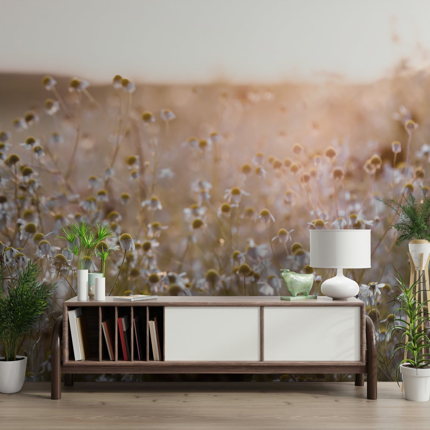Meadow Bloom Sunset Wall Mural
