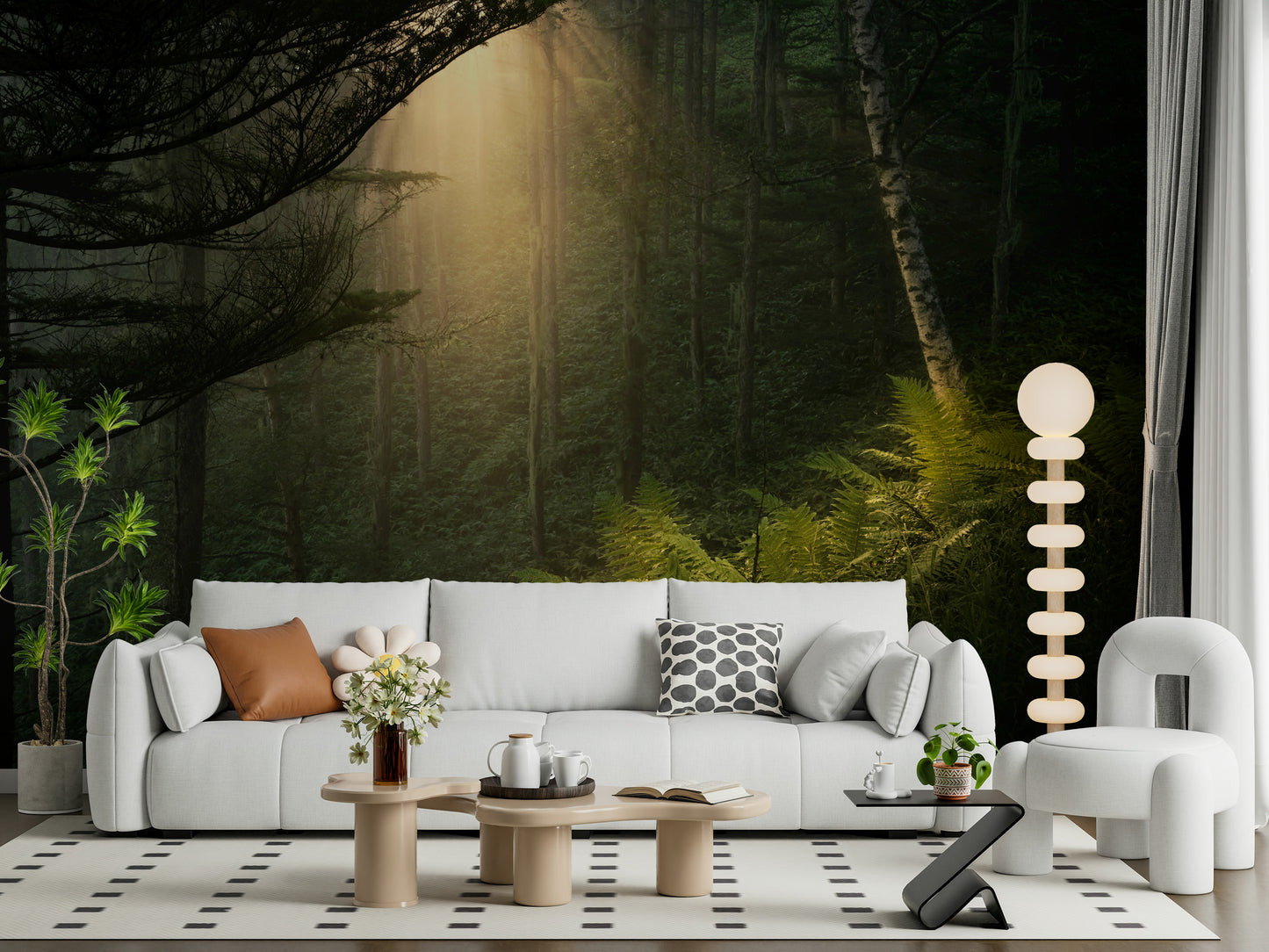 Sunlit Forest Wall Mural