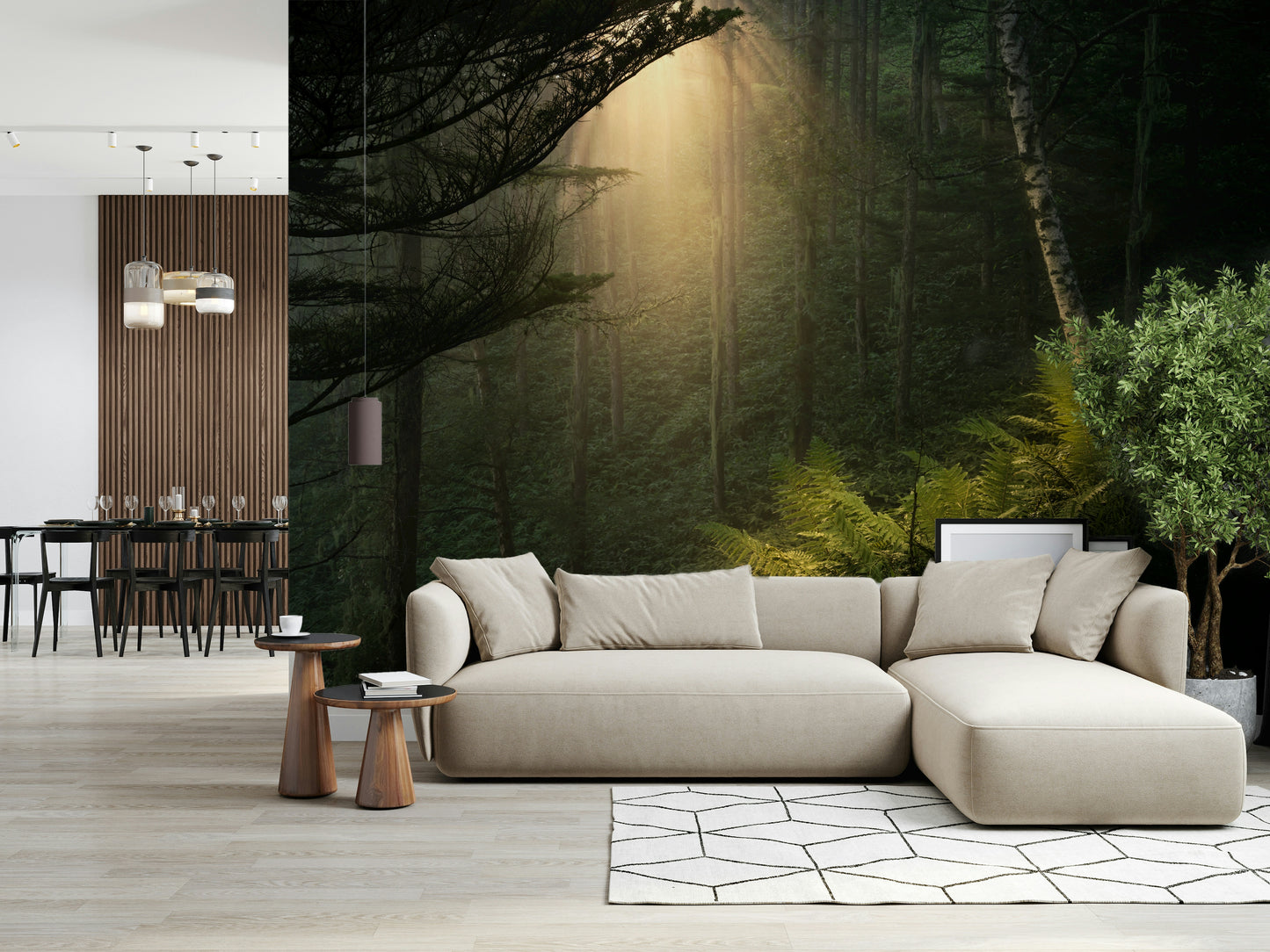 Sunlit Forest Wall Mural