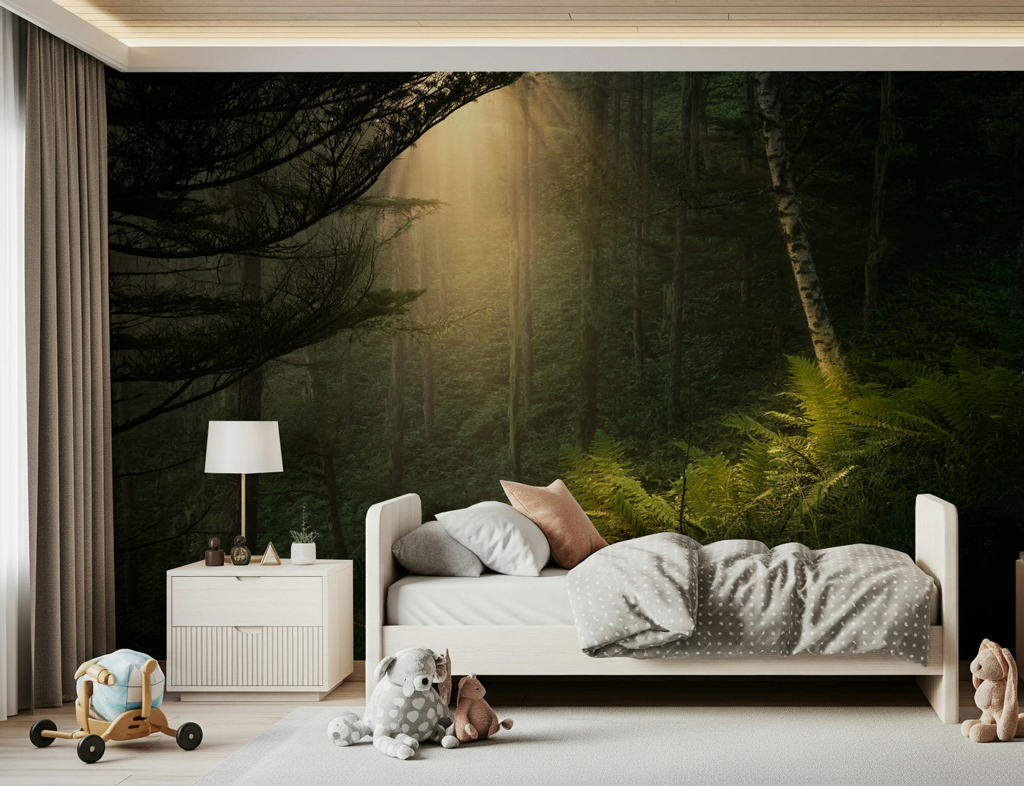 Sunlit Forest Wall Mural