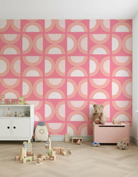 Circular elements interlocking Retro Peach Arcs wallpaper texture.
